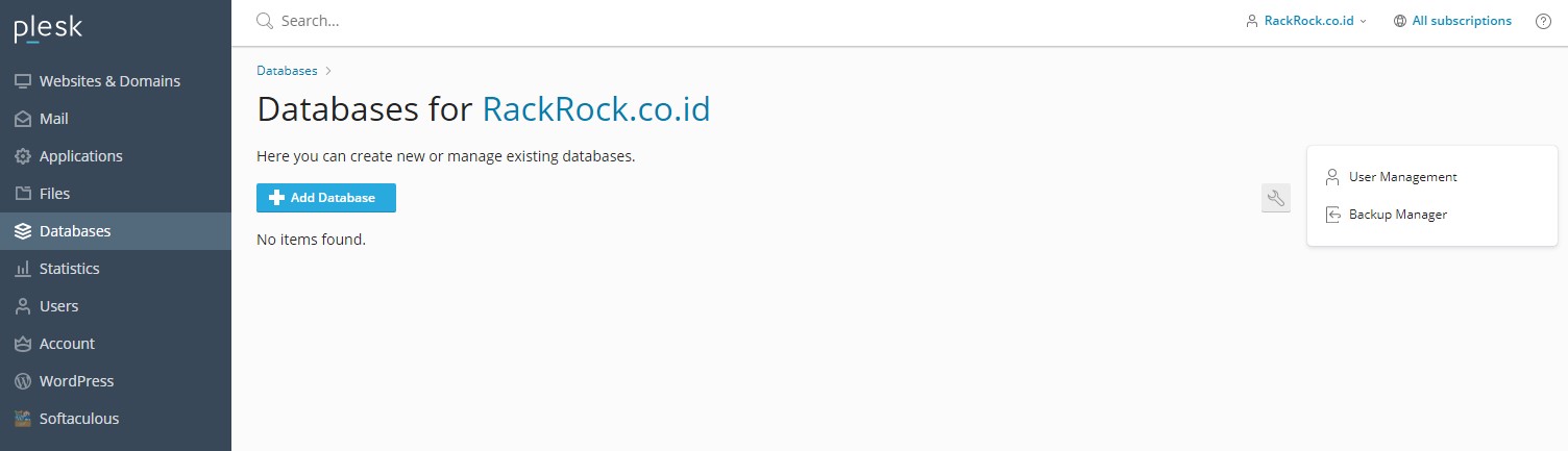 Databases PLESK
